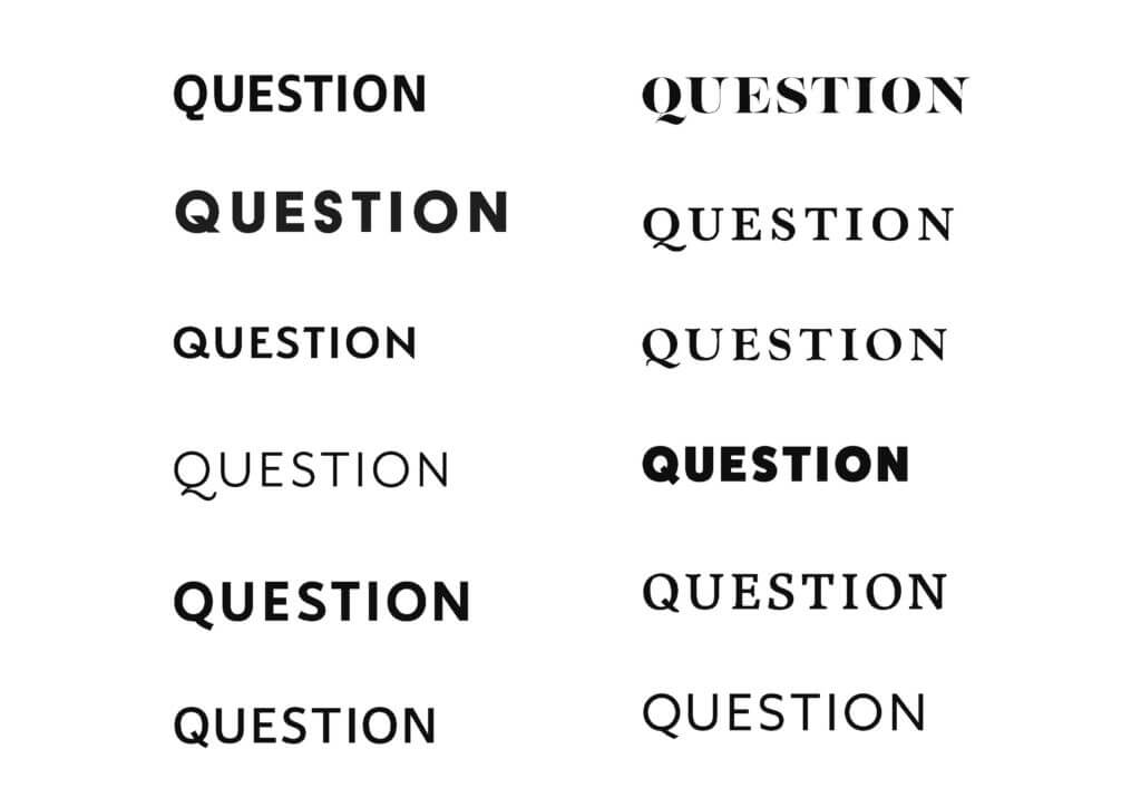 Question masthead typographic logo ideas