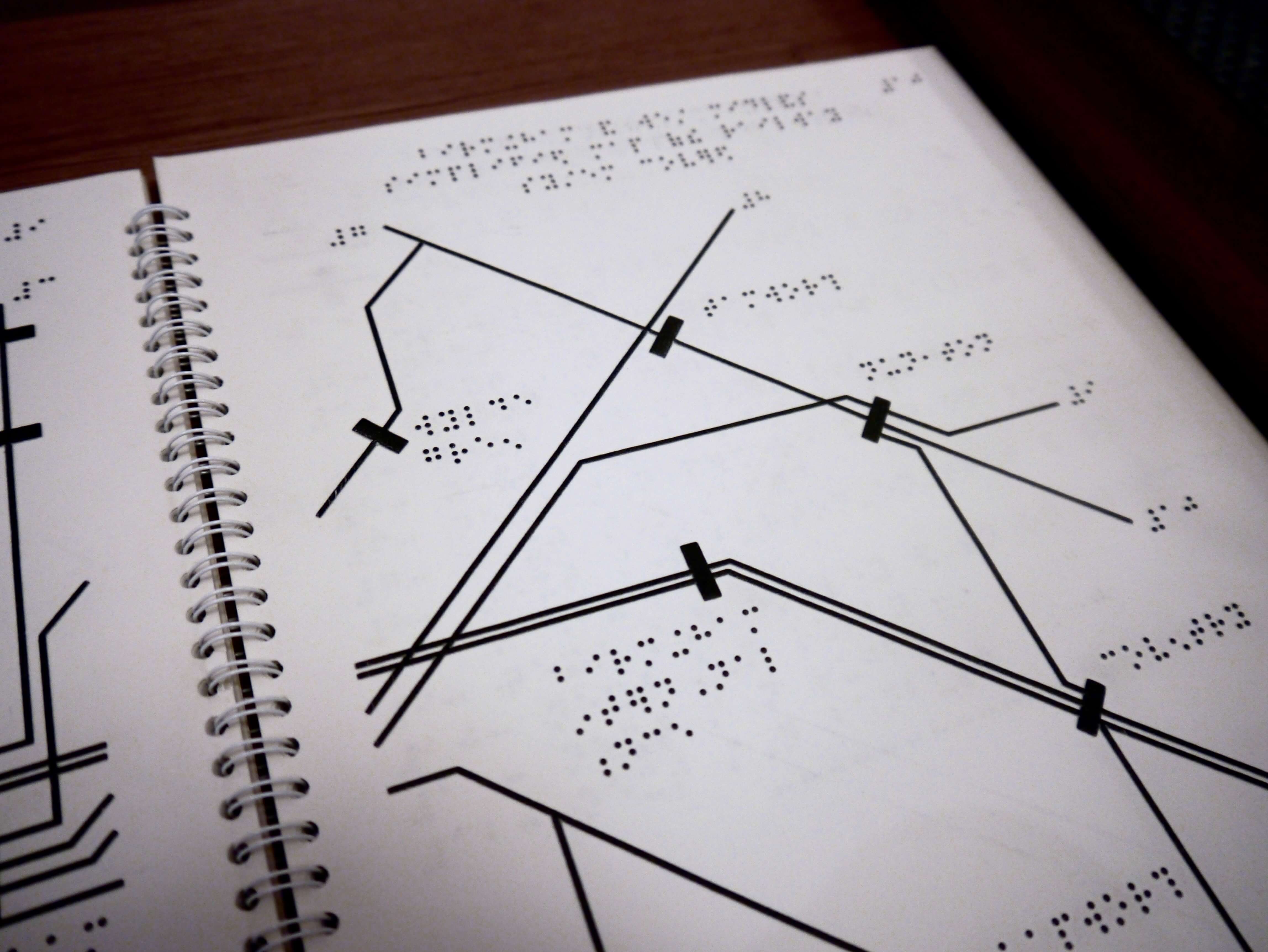 A close up photograph of a Braille UK railway map