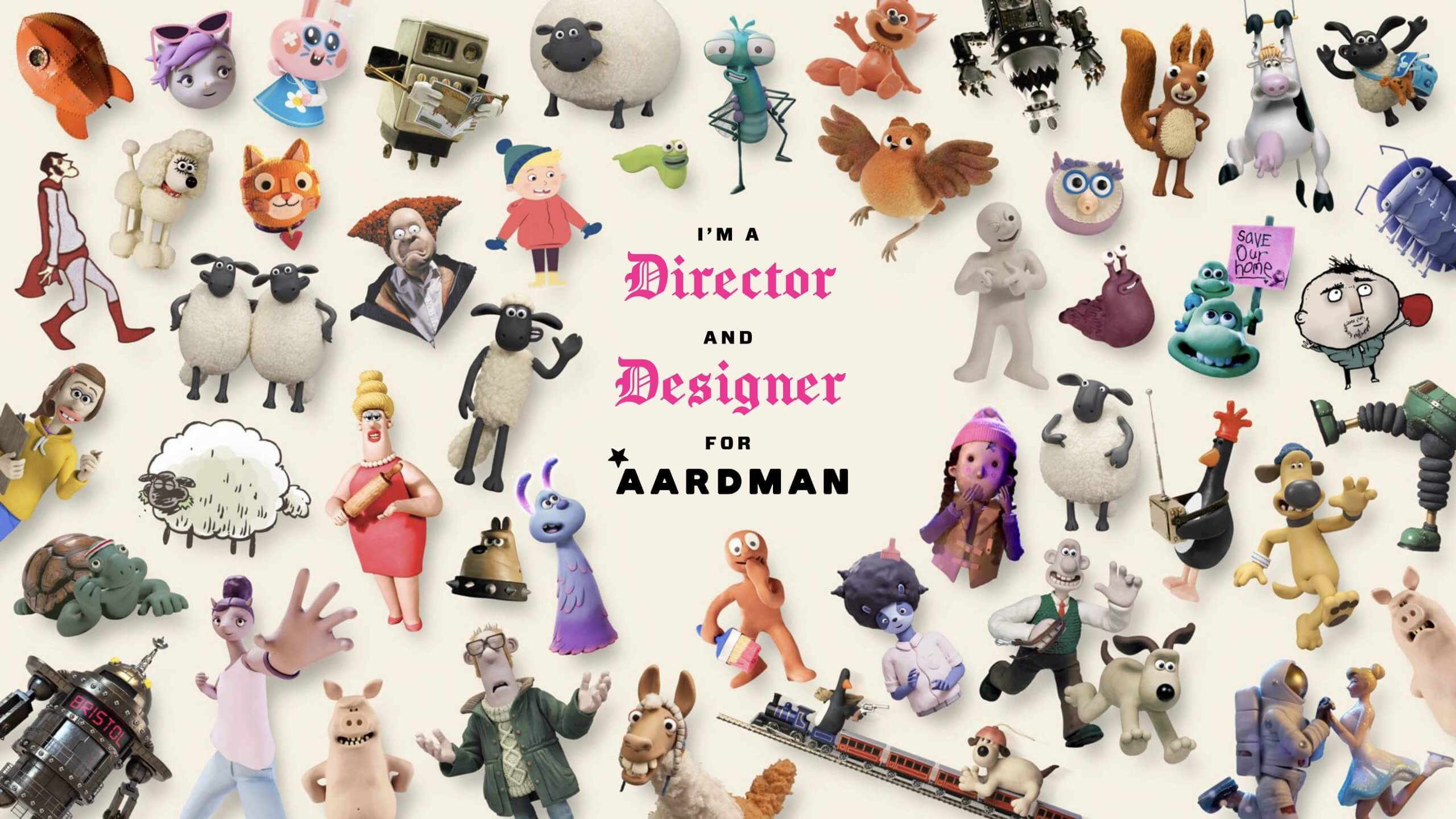 Showcase of characters animated by Aardman
