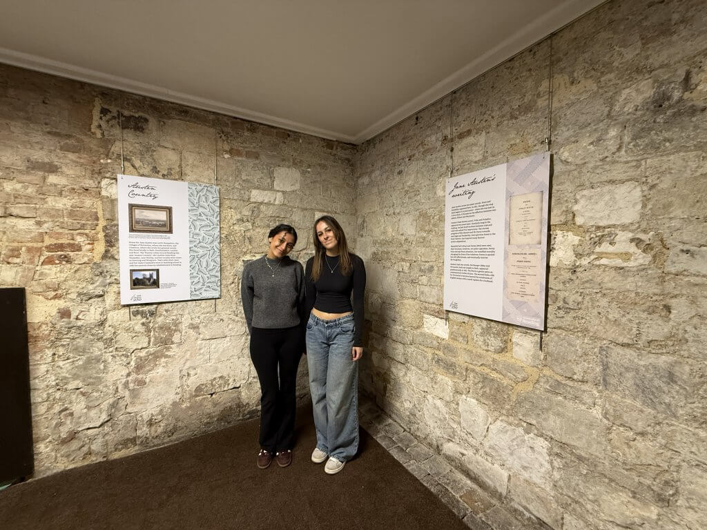 Picture of us reviewing our work at the Abbey