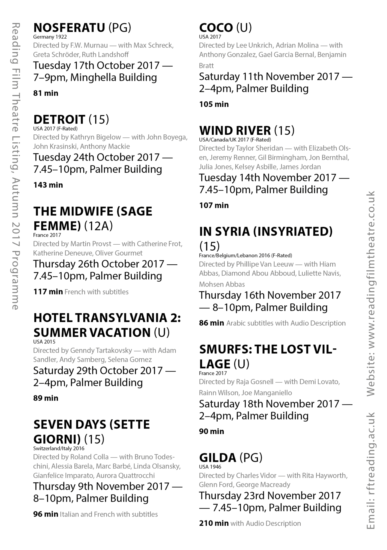 Formatting Cinema Listings - Typography & Graphic Communication