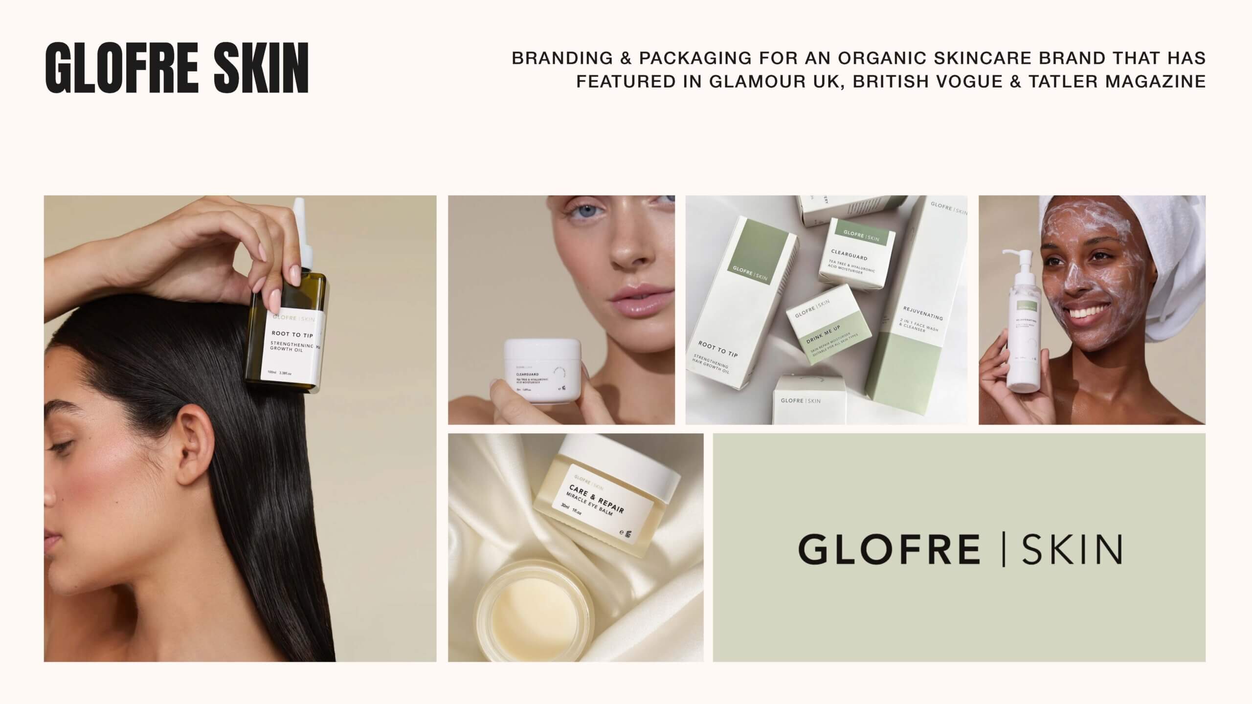 Emily’s work for Glofre Skin while working as a freelancer under Collard Design Studio.