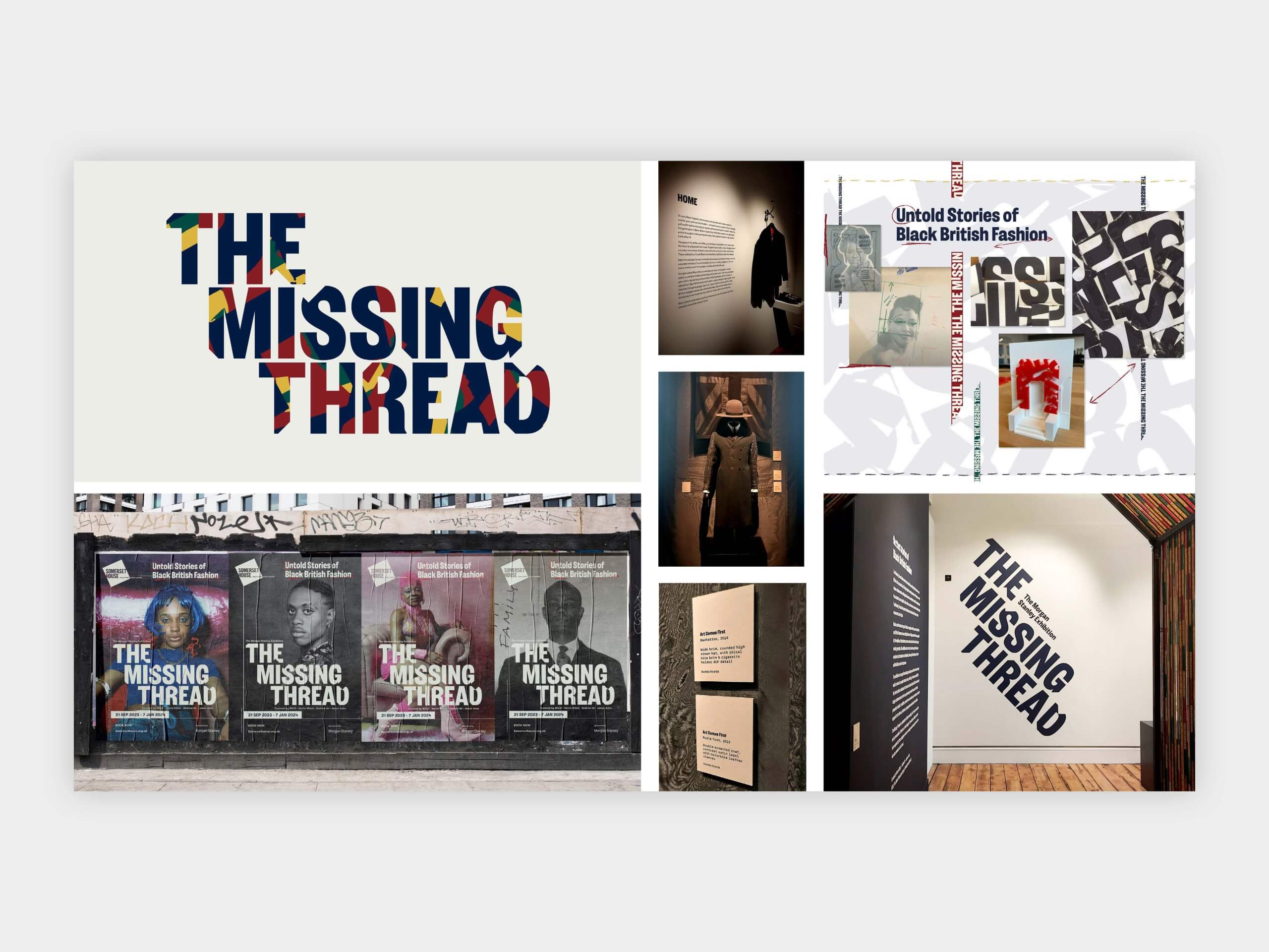 The Missing Thread exhibition's brand identity on display