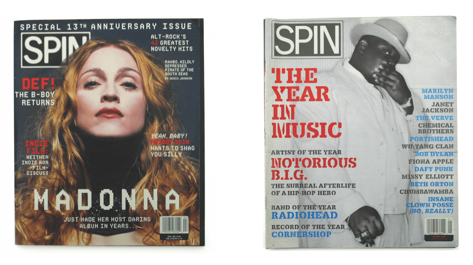Example issues of Spin magazine that Paul worked on