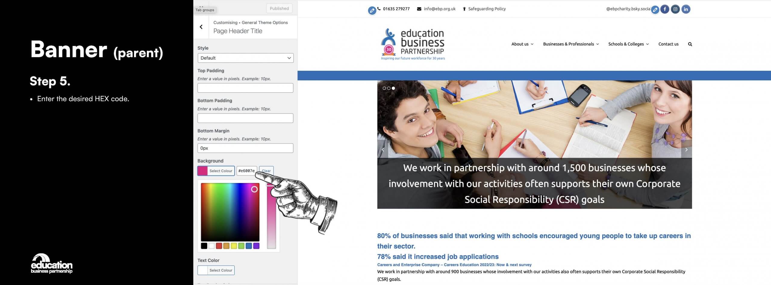 Website instructions page