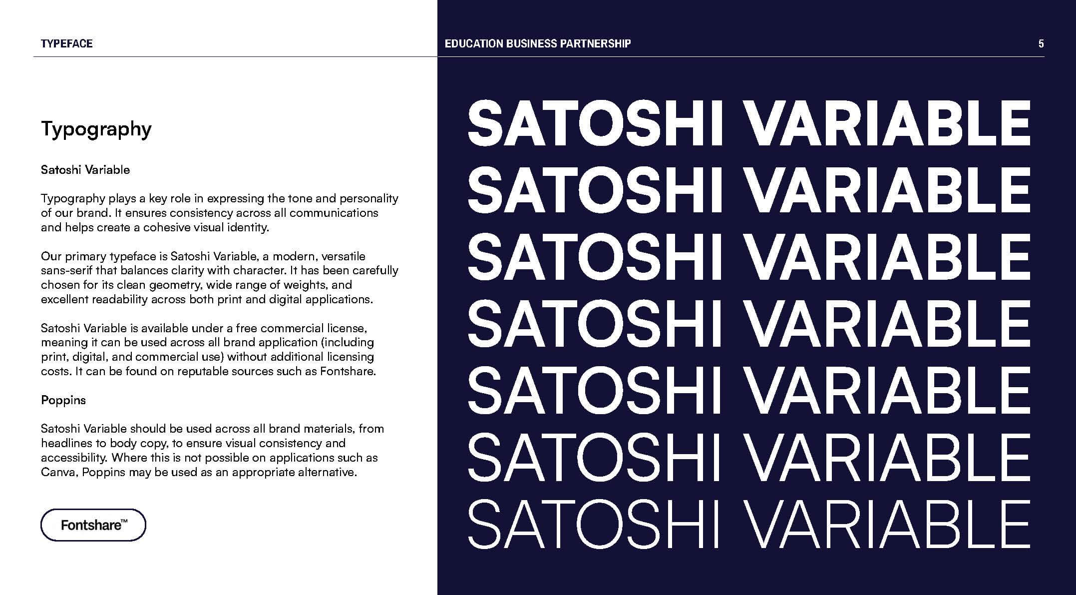 Brand guidelines typeface page