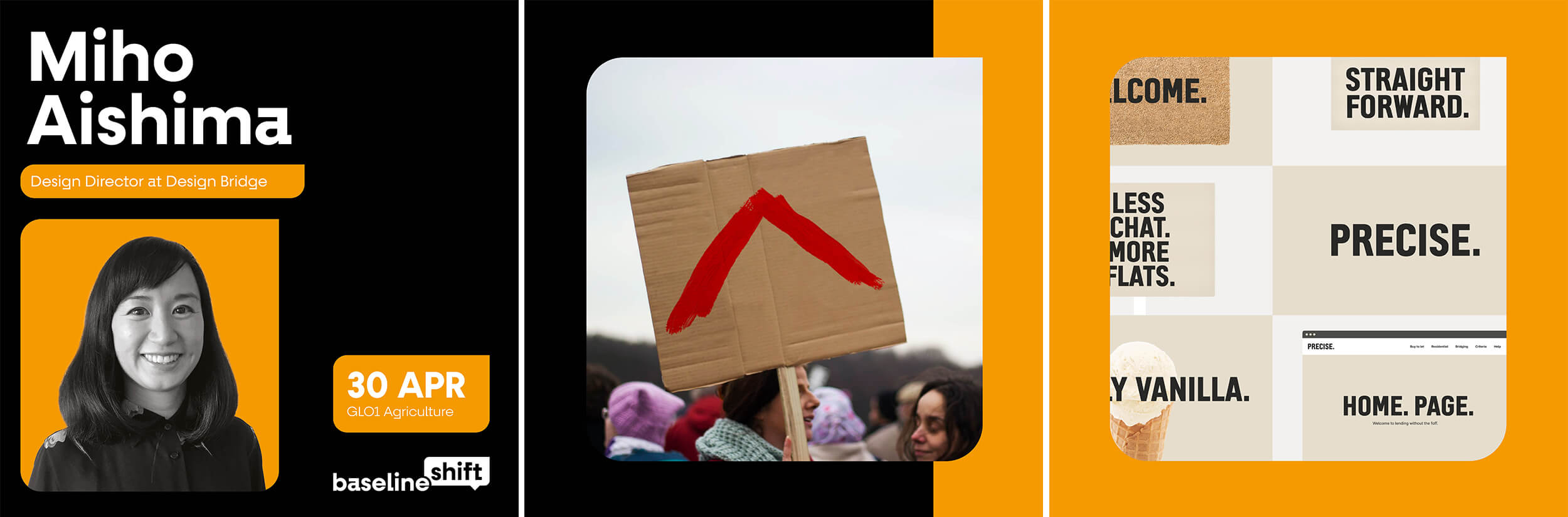 Baseline shift speaker carousel Instagram post (Miho Aishima)