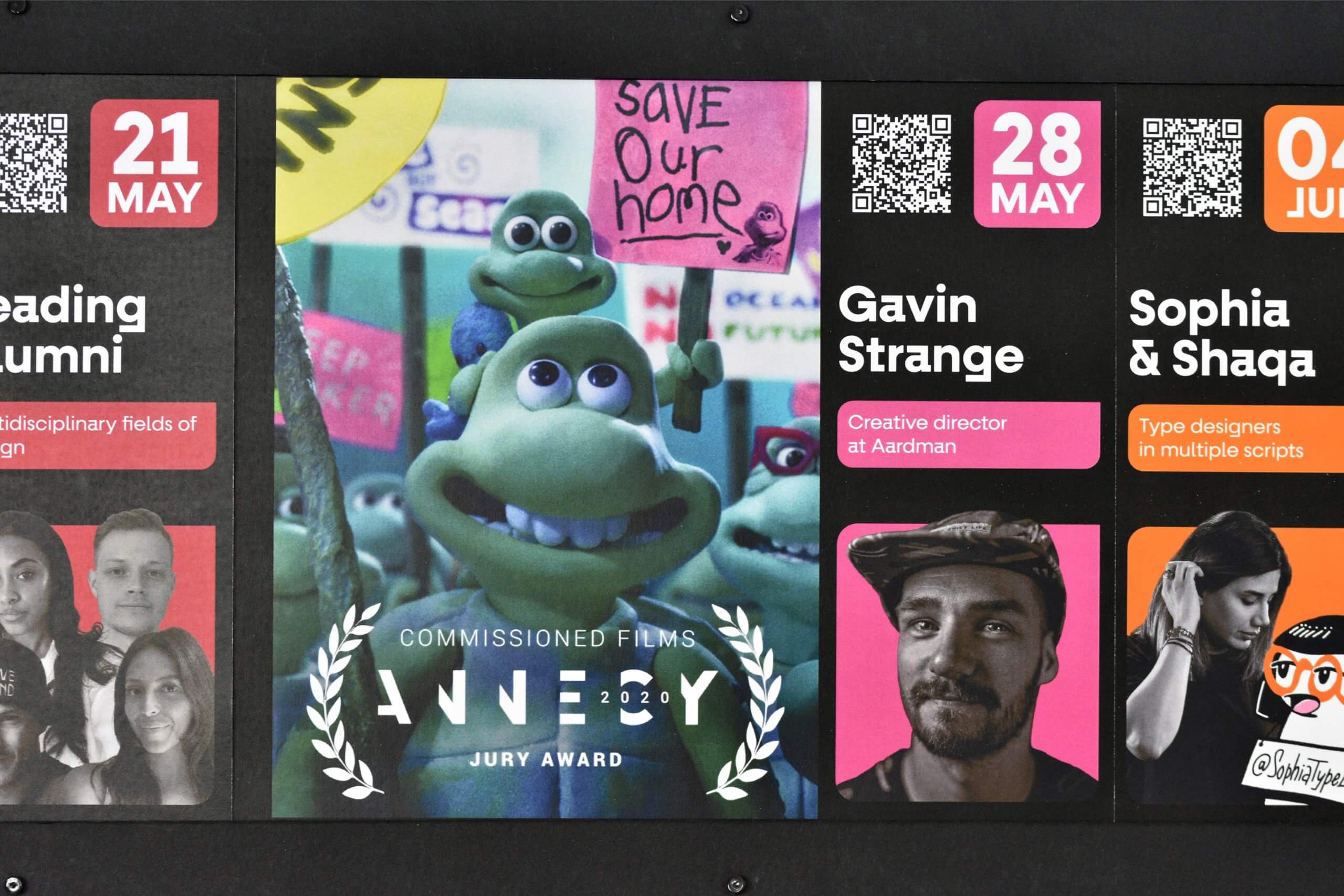 Close-up of speaker card featured on the Baseline Shift poster