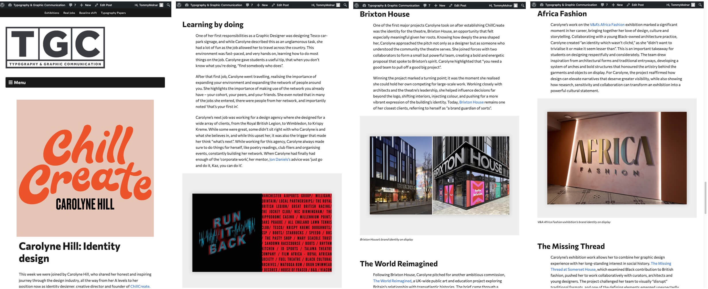 Example of blog post (Carolyne Hill)