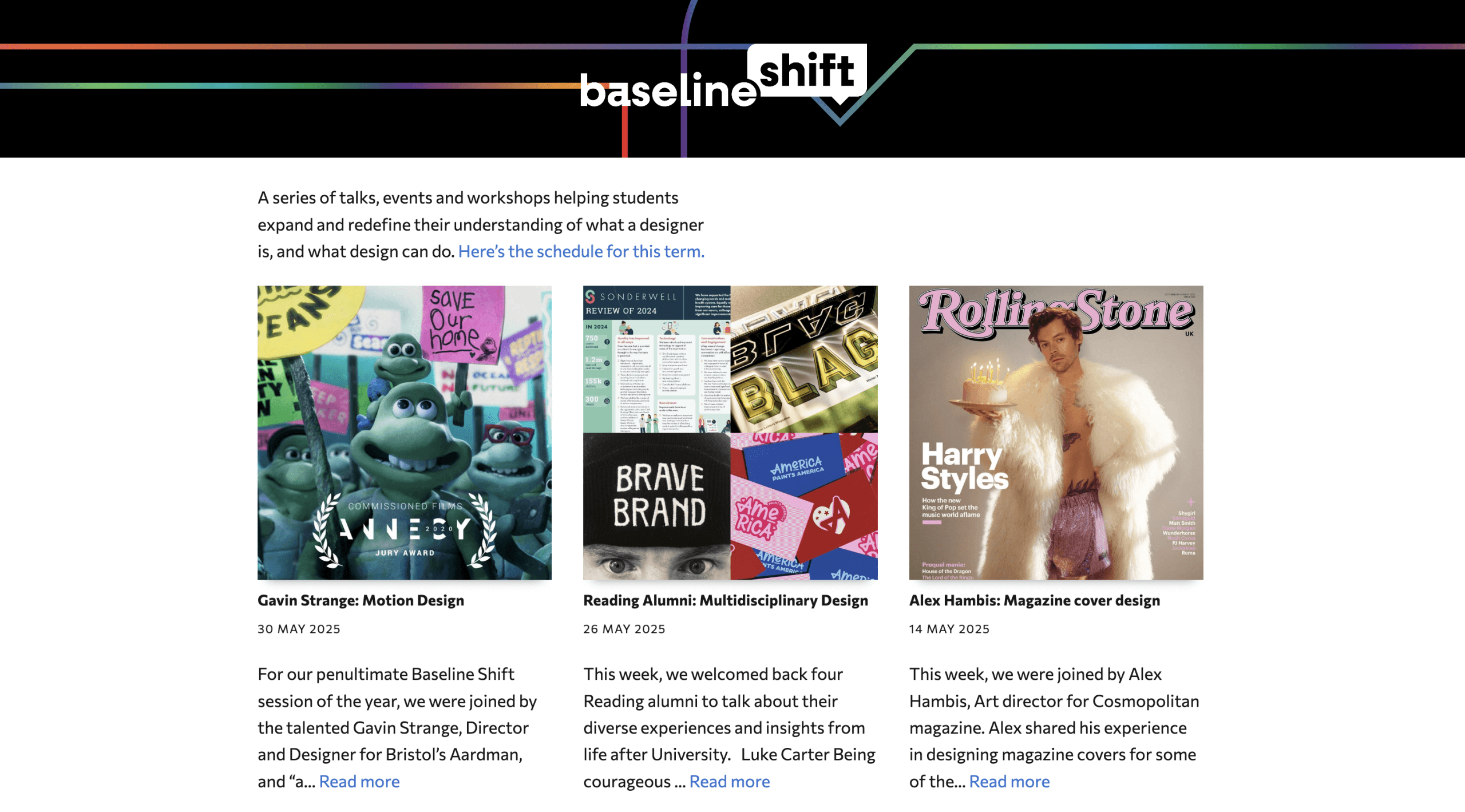 Example of web header above blog post thumbnails