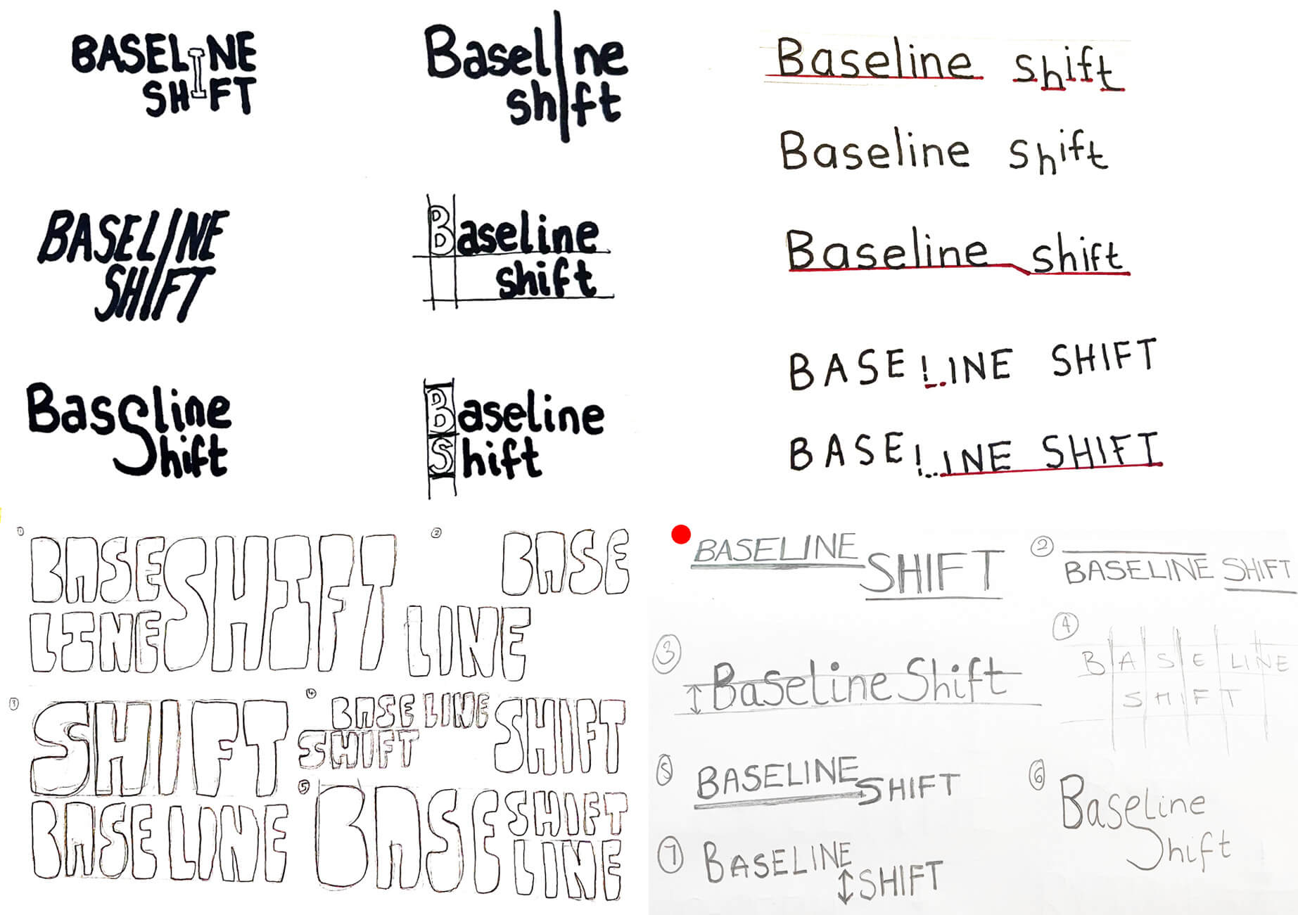 Initial sketches for logos completed by the team