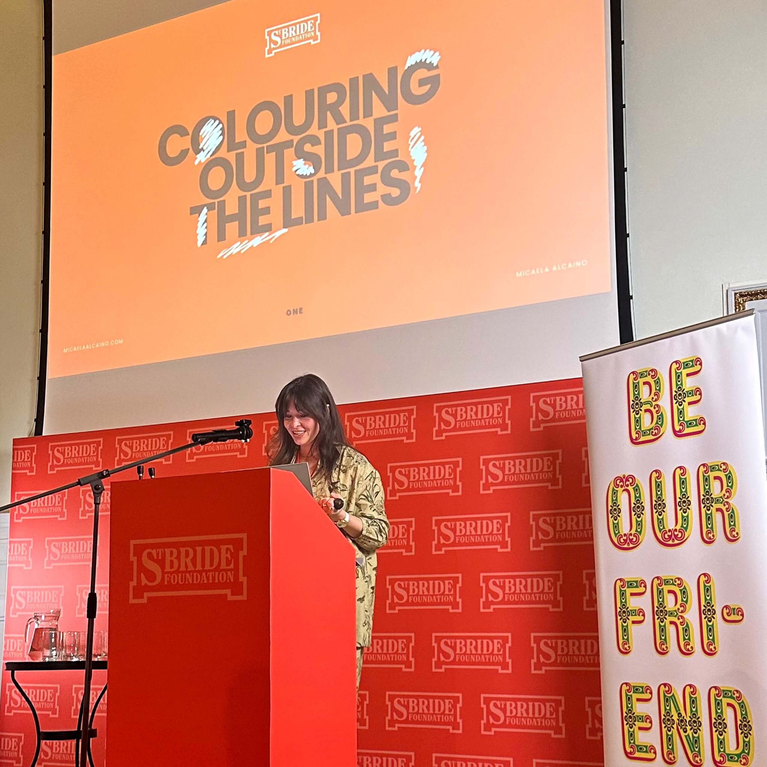 Micaela Alcaino talking at St Bride Foundation event