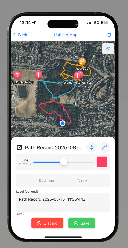 A mockup of a phone with a screenshot of the walks.