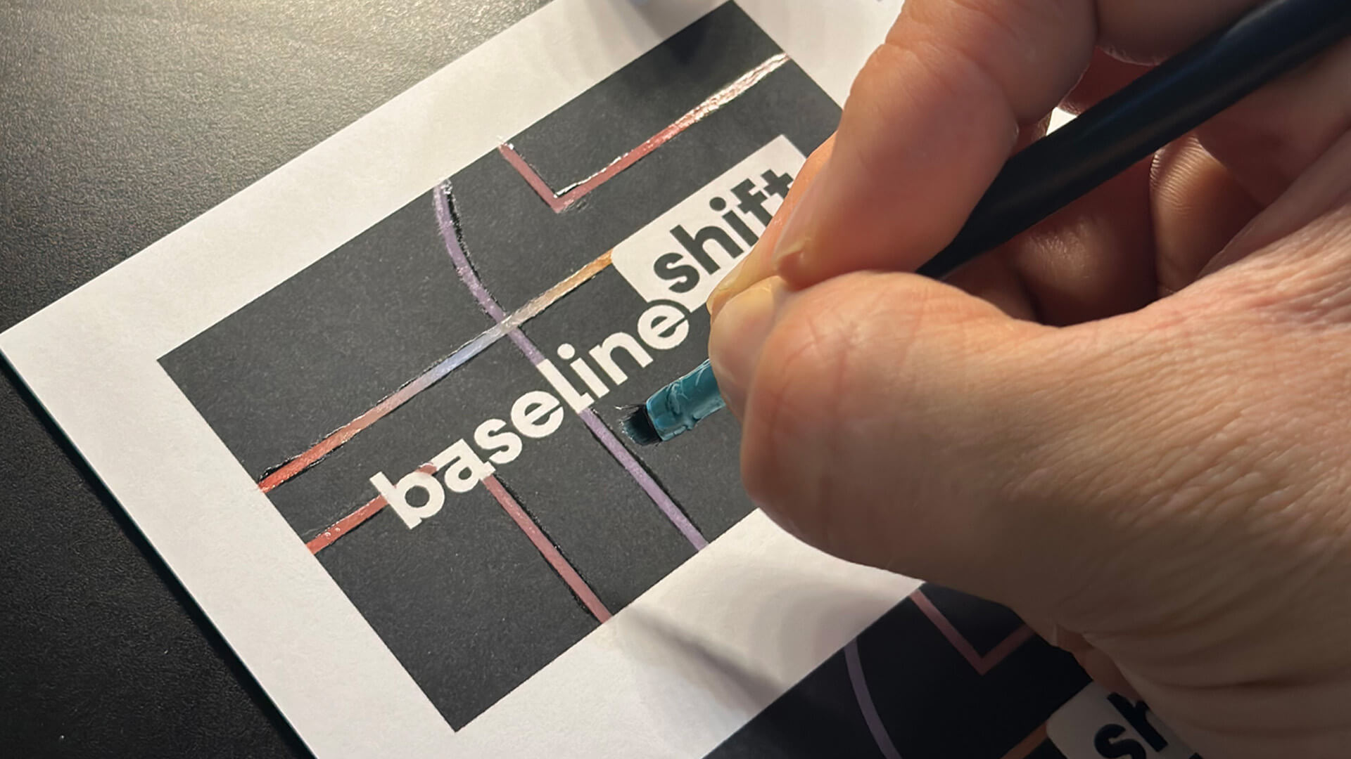 Rudimentary prototype of spot-varnish business cards