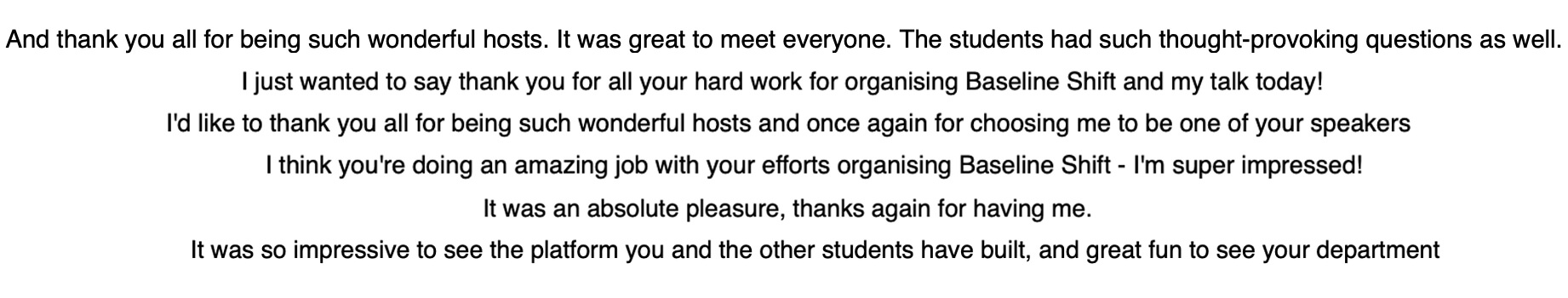 Screenshots of speaker-feedback via email post-talk